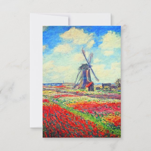 Monet Tulips Windmill RSVP Card (Front)