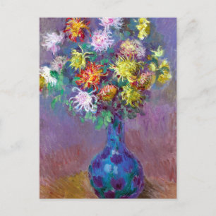 Monet Vase de Chrysanthemes Flowers Postcard