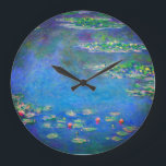 Monet Water Lilies 1906 Large Clock<br><div class="desc">Clock featuring Claude Monet’s oil painting Water Lilies (1906). A serene still life of the interplay between light and reflection upon beautiful water lilies in a pond. A great gift for fans of impressionism and French art.</div>