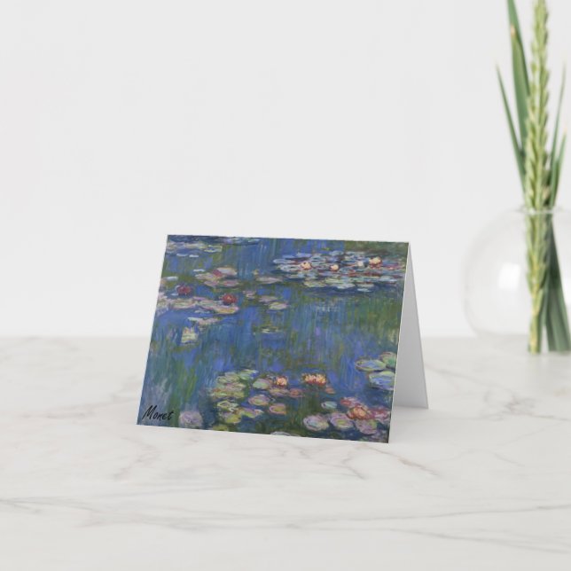 MONET Water Lilies 1916 blue tones Note Card (Front)