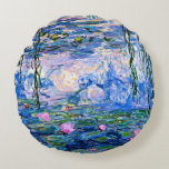 Monet: Water Lilies 1919, famous painting Round Pillow<br><div class="desc">Claude Monet: Water Lilies Red, 1919, beautiful fine art painting</div>