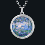 Monet: Water Lilies 1919, famous painting, Silver Plated Necklace<br><div class="desc">Claude Monet: Water Lilies Red,  1919,  beautiful fine art painting</div>