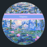 Monet - Water Lilies 1919 template Classic Round Sticker<br><div class="desc">Claude Monet's famous painting,  Water Lilies,  1919,  template,  ready to personalize. Insert your own name/text in place of Virginia.</div>