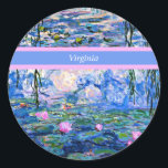 Monet - Water Lilies 1919 template Classic Round Sticker<br><div class="desc">Claude Monet's famous painting,  Water Lilies,  1919,  template,  ready to personalize. Insert your own name/text in place of Virginia.</div>