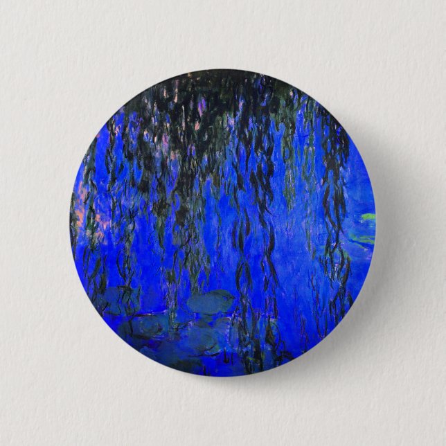 Monet Water Lilies and Weeping Willow Branches 2 Inch Round Button (Front)