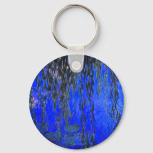 Monet Water Lilies and Weeping Willow Branches Keychain