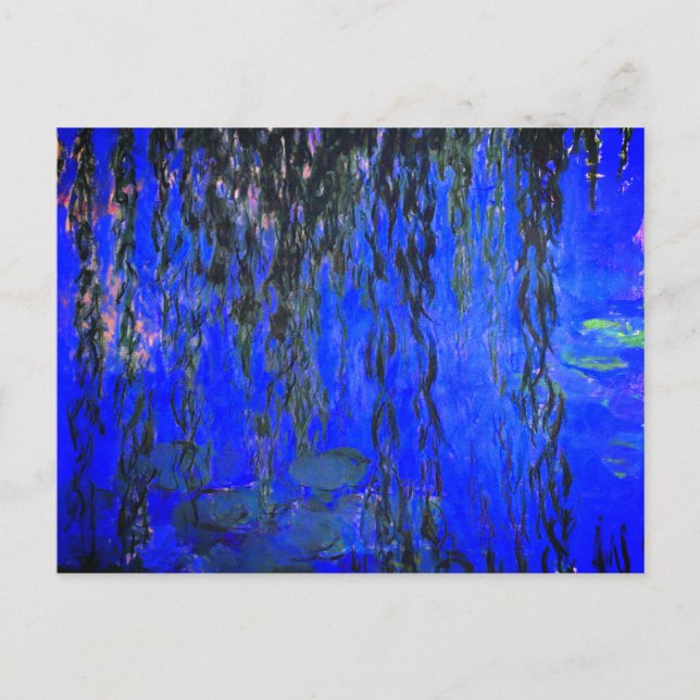 Monet Water Lilies and Weeping Willow Branches Postcard (Front)