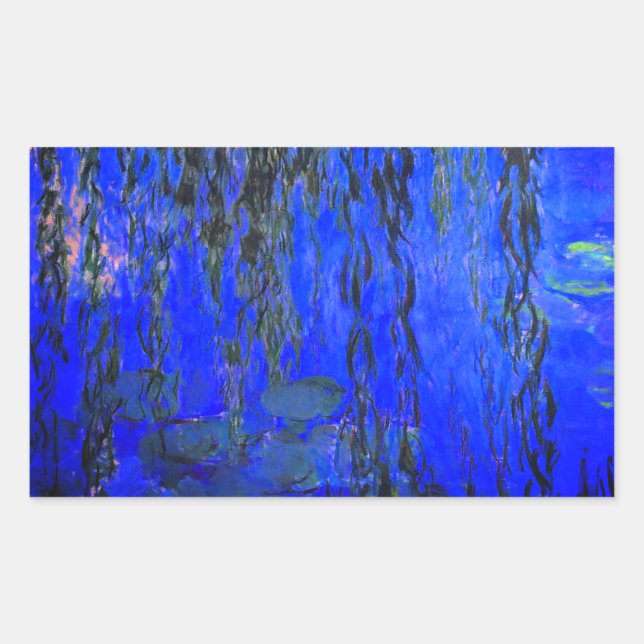 Monet Water Lilies and Weeping Willow Branches Sticker (Front)
