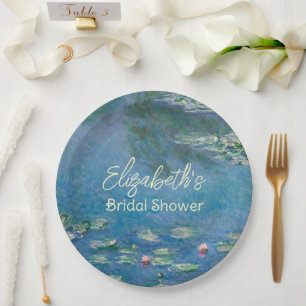 Monet Water Lilies Art Garden Bridal Shower Paper Plate