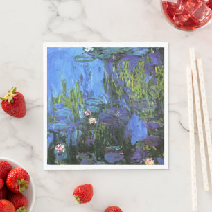Monet - Water Lilies, Blue Indigo, Napkin