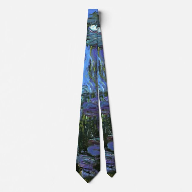 Monet - Water Lilies, Blue Indigo Tie (Front)