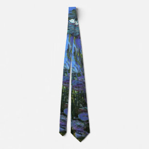 Monet - Water Lilies, Blue Indigo Tie