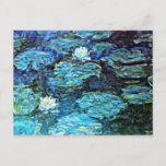 Monet - Water Lilies, Blue Postcard<br><div class="desc">Impressionism painting by Claude Monet.</div>