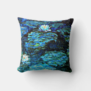 Monet - Water Lilies (blue) Throw Pillow