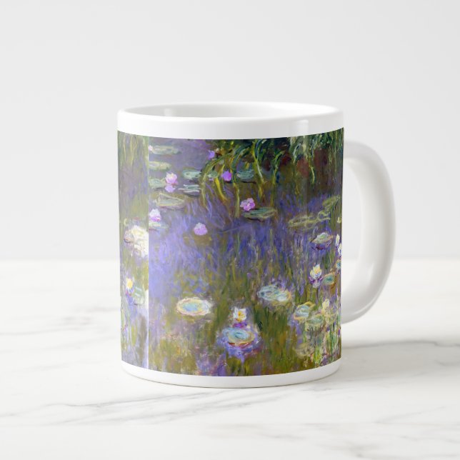 Monet Water Lilies Fine Art (1922) Large Coffee Mug (Front Right)