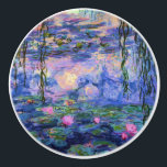 Monet Water Lilies Fine Art Ceramic Knob<br><div class="desc">Claude Monet was one of the founders of French Impressionism painting in outdoor landscapes. This is one of his many garden water lily pond paintings showing the reflection from the sky above,  with weeping willow branches hanging down over the pond,  and the lily flowers floating in the water.</div>