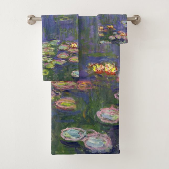 Monet Water Lilies Masterpiece Painting Bath Towel Set (Insitu)
