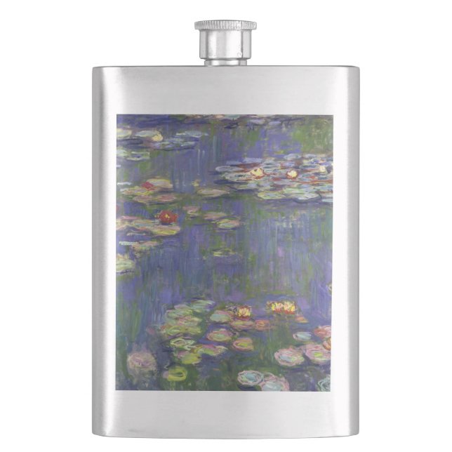 Monet Water Lilies Masterpiece Painting Hip Flask (Front)