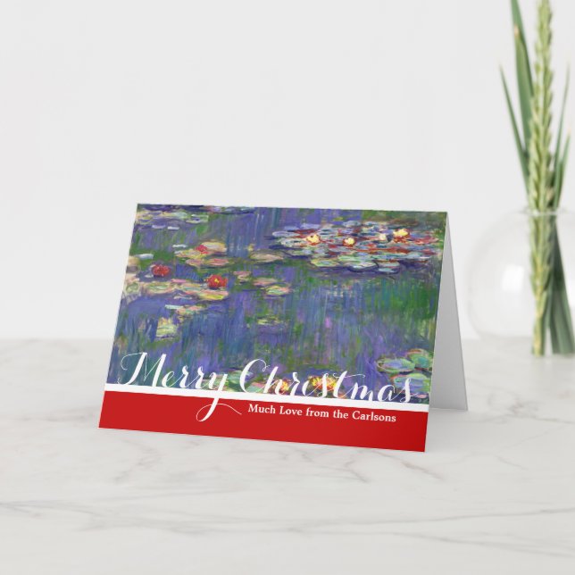 Monet Water Lilies Masterpiece Painting Holiday Card (Front)