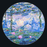 Monet - Water Lilies (pink) 1919 famous artwork Classic Round Sticker<br><div class="desc">Claude Monet 1919 famous painting, Water Lilies (pink)</div>