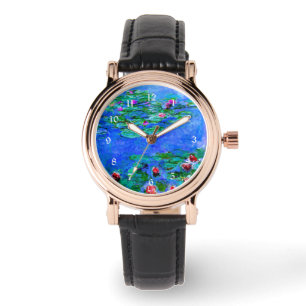 Monet - Water Lilies (Red), famous artwork Watch