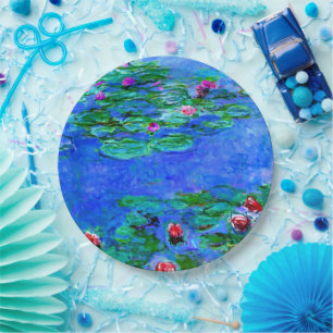 Monet - Water Lilies (red) Paper Plate