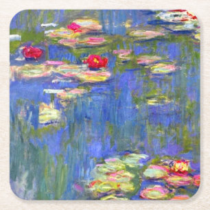 Monet Water Lilies Square Paper Coaster