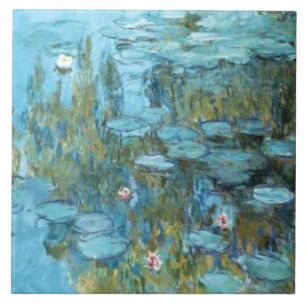 Monet - Water Lilies (turquoise), Tile