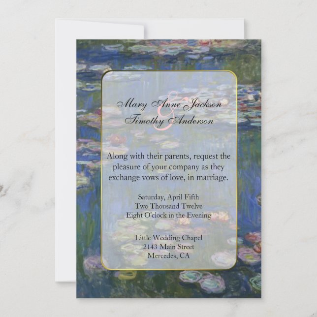 Monet Water Lilies Wedding Invitation (Front)