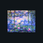 Monet Water Lilies with Pond Reflections Canvas Print<br><div class="desc">Claude Monet was one of the founders of French Impressionism painting in outdoor landscapes. This is one of his many garden water lily pond paintings showing the reflection from the sky above, with weeping willow branches hanging down over the pond, and the lily flowers floating in the water.</div>