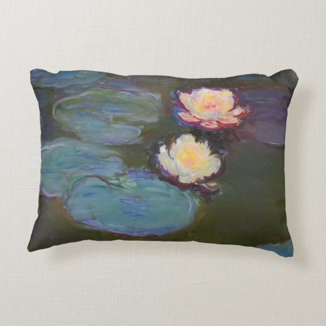Monet Water Lily Lilies Pond Waterlilies Painting Accent Pillow (Back)