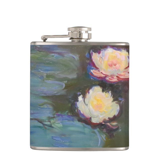 Monet Water Lily Lilies Pond Waterlilies Painting Hip Flask (Front)