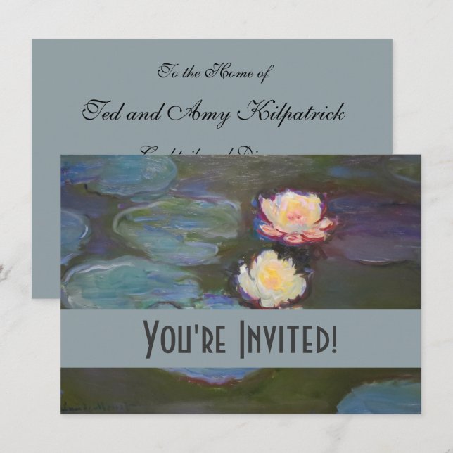 Monet Water Lily Lilies Pond Waterlilies Painting Invitation (Front/Back)