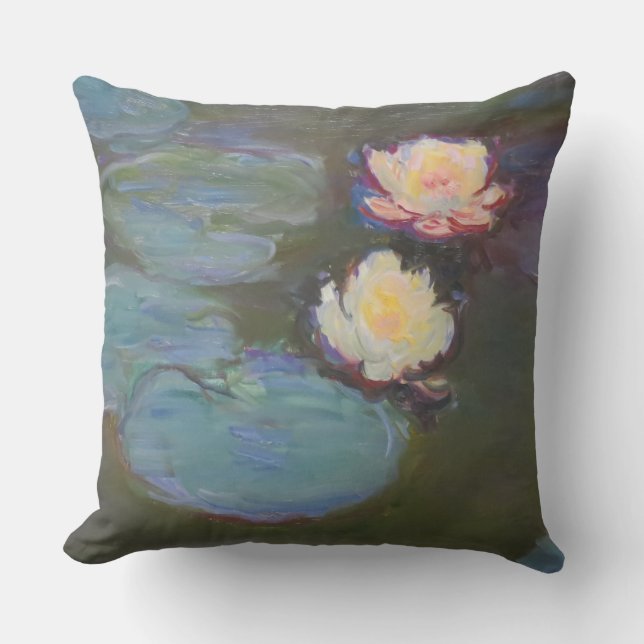 Monet Water Lily Lilies Pond Waterlilies Painting Outdoor Pillow (Front)