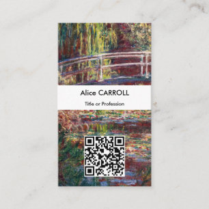 Monet - Water Lily pond, Pink Harmony - QR Code Business Card