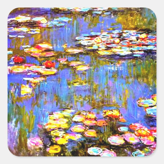 Monet Waterlilies Square Sticker (Front)