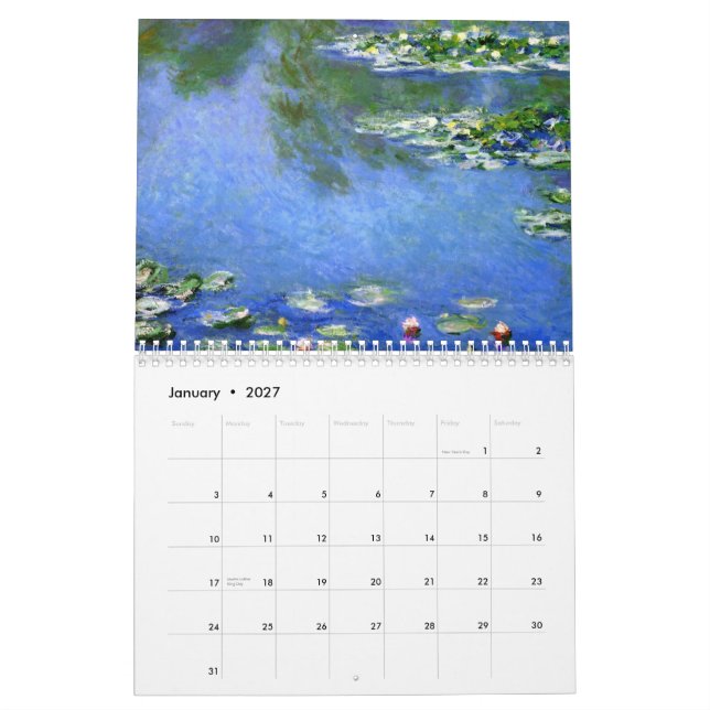 Monet Waterlillies 2015 Calendar (Jan 2027)