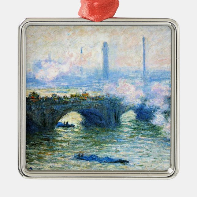 Monet - Waterloo Bridge, London, famous painting, Metal Ornament (Front)