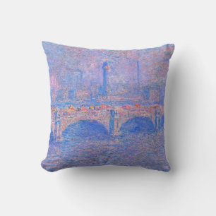 Monet - Waterloo Bridge, Sunlight Effect, Throw Pillow