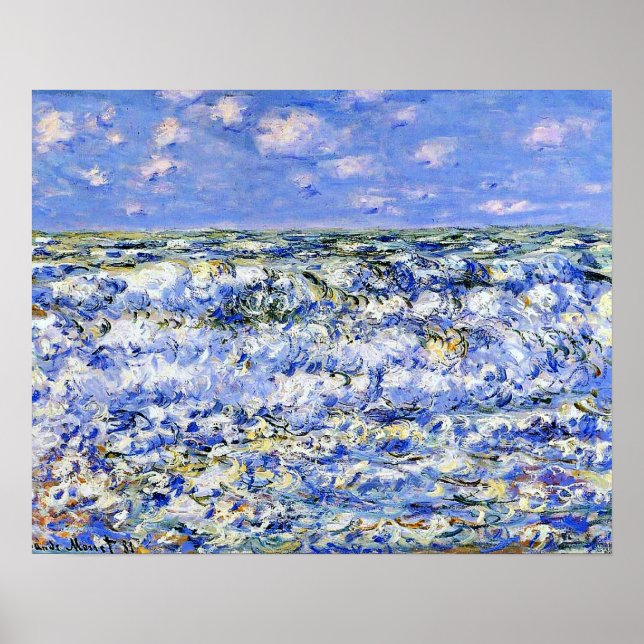 Monet - Waves Breaking, famous artwork Poster (Front)