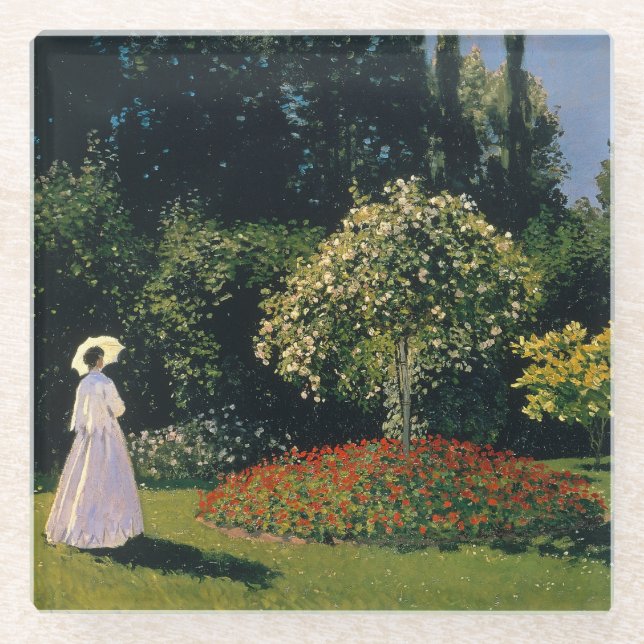 Monet - Woman in Garden Glass Coaster (Front)