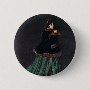 Monet Woman in Green Dress 2 Inch Round Button