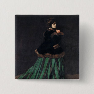 Monet Woman in Green Dress 2 Inch Square Button