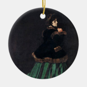 Monet Woman in Green Dress Ceramic Ornament