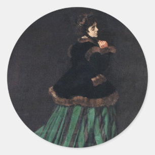 Monet Woman in Green Dress Classic Round Sticker