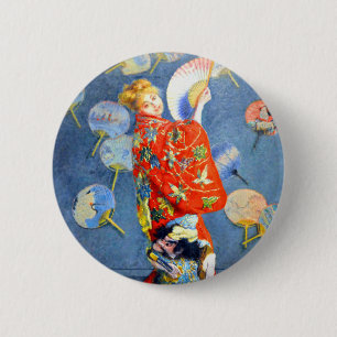 Monet Woman in Japanese Costume 2 Inch Round Button