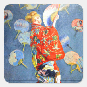 Monet Woman in Japanese Costume Square Sticker