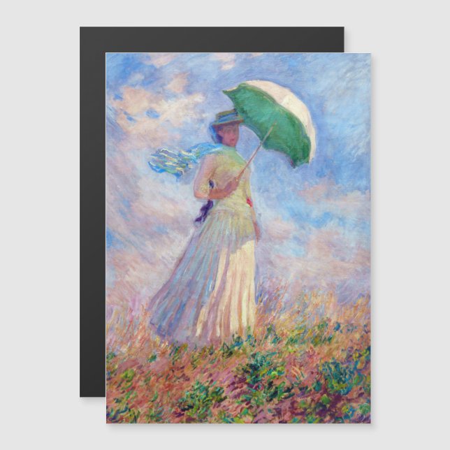 Monet - Woman Parasol facing right Magnetic Card (Front/Back)