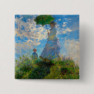 Monet Woman Parasol Impressionism 2 Inch Square Button