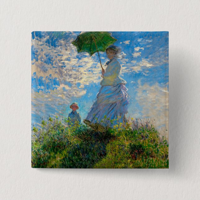 Monet Woman Parasol Impressionism 2 Inch Square Button (Front)